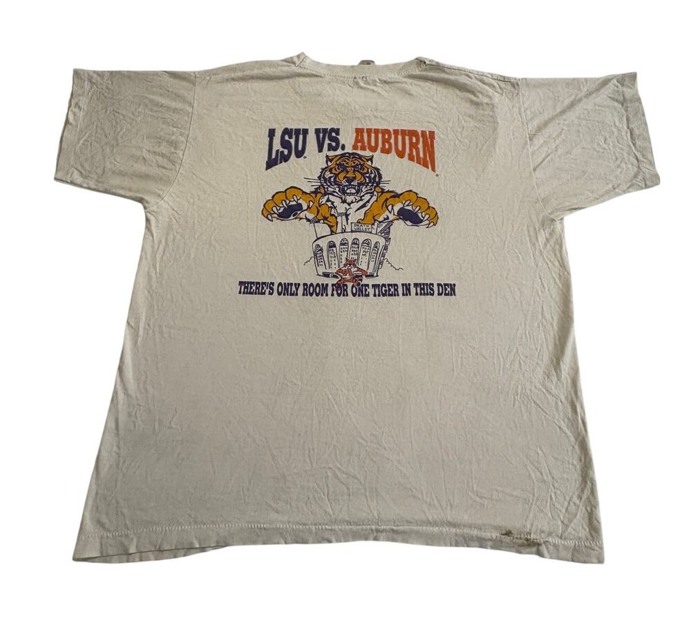 Vintage 90s LSU Tigers T-shirt Single Stitch Fruit of the Loom Heavy Cotton XL